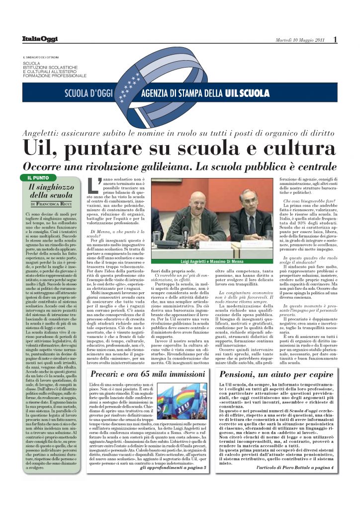 Maggio 2011. Uil, puntare su scuola e cultura