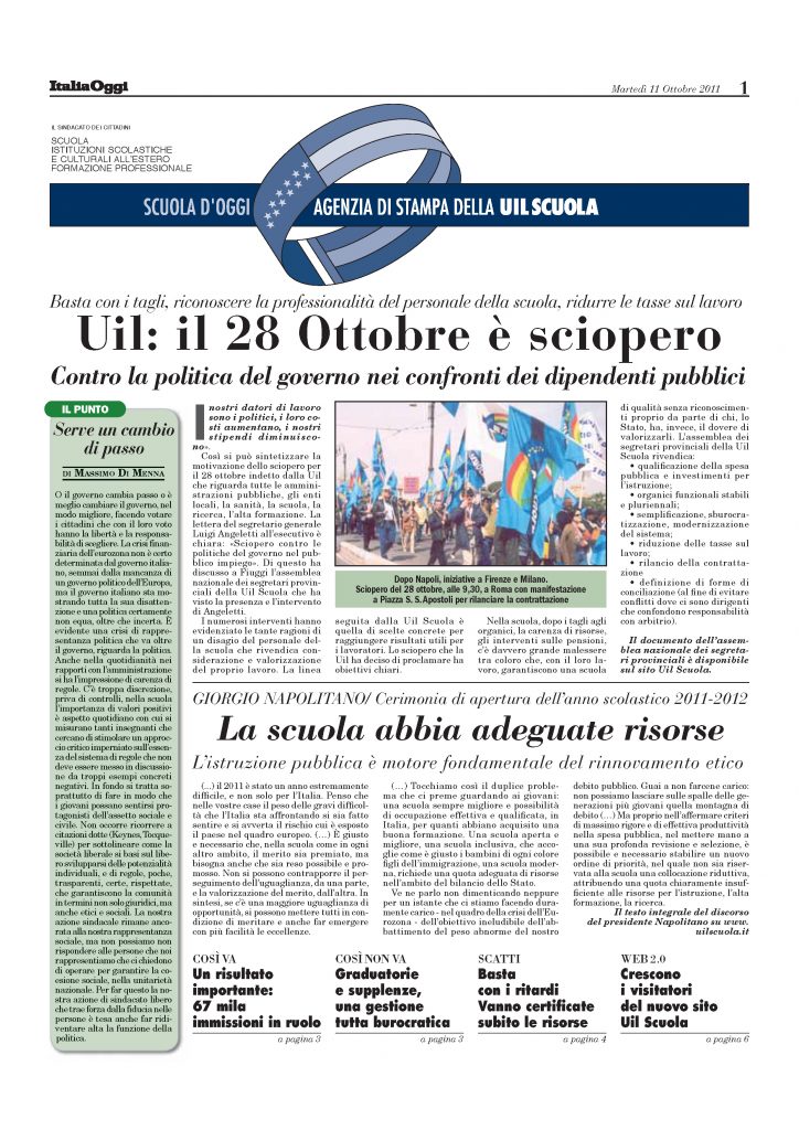 Ottobre 2011. Uil: il 28 Ottobre è sciopero