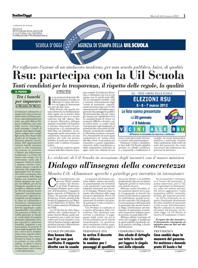 Gennaio 2012. Rsu: partecipa con la Uil Scuola