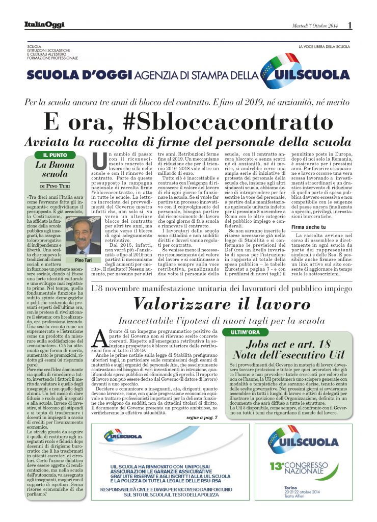 Ottobre 2014. E ora, #Sbloccacontratto