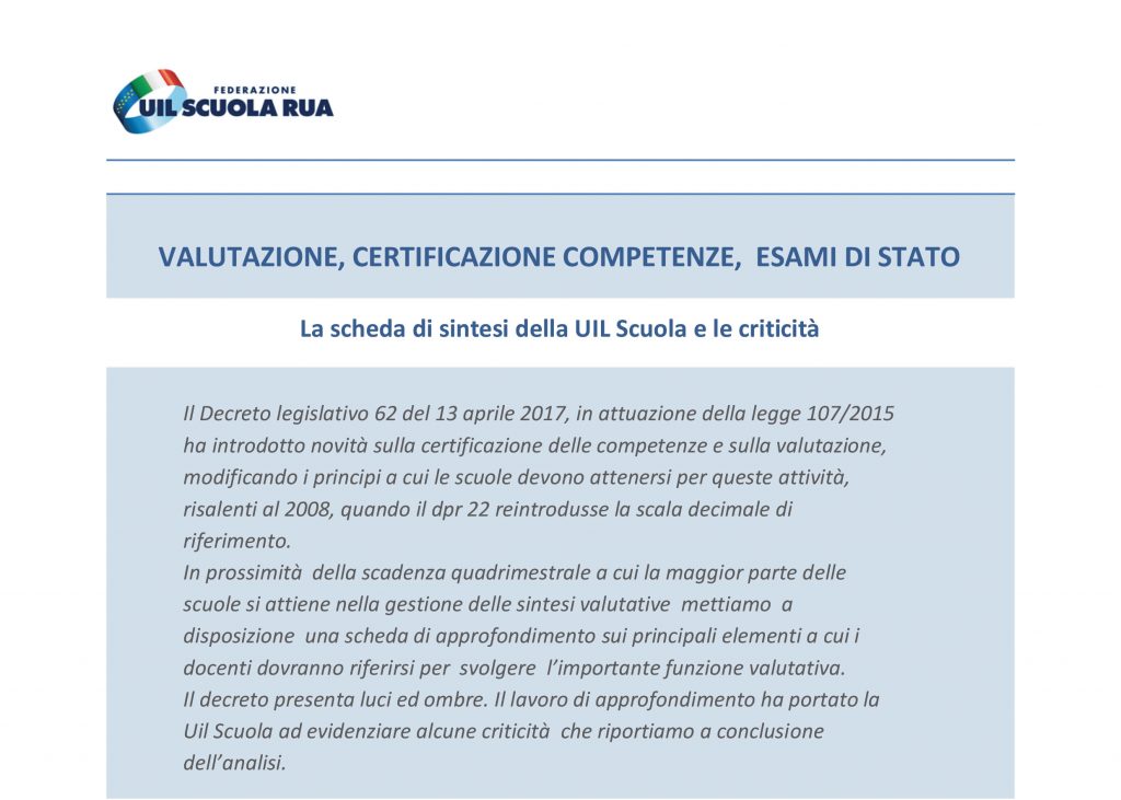 Valutazione, certificazione competenze, esami di Stato