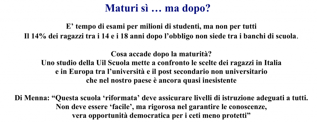 Maturi sì … ma dopo?