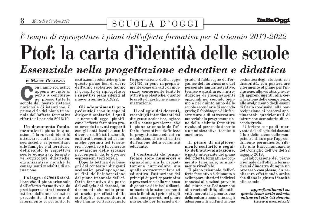 Ptof, è la carta d’identità delle scuole