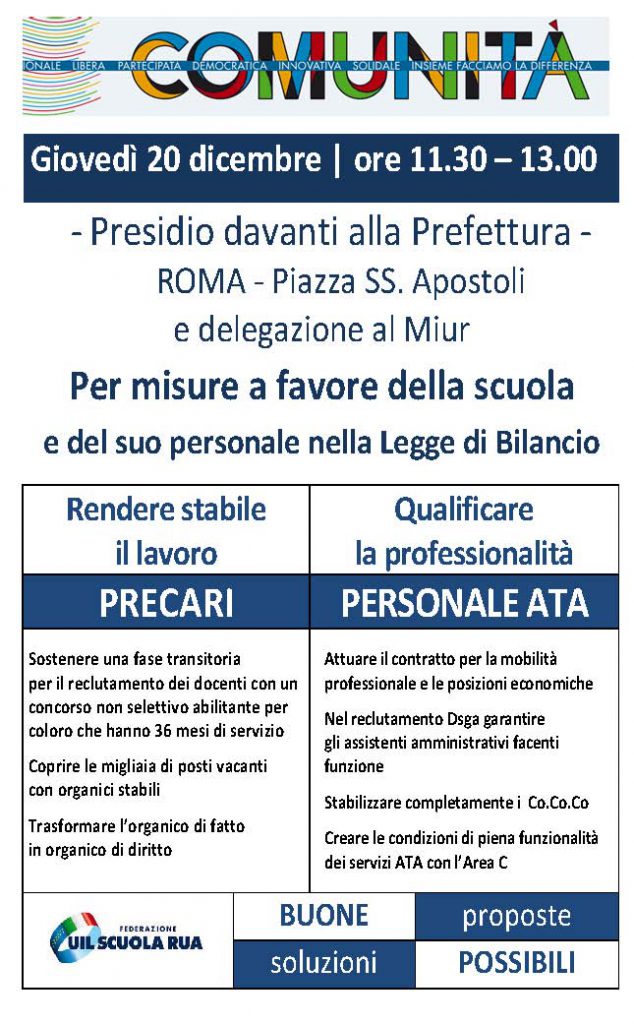 20 dicembre: presidio a Roma davanti alla Prefettura