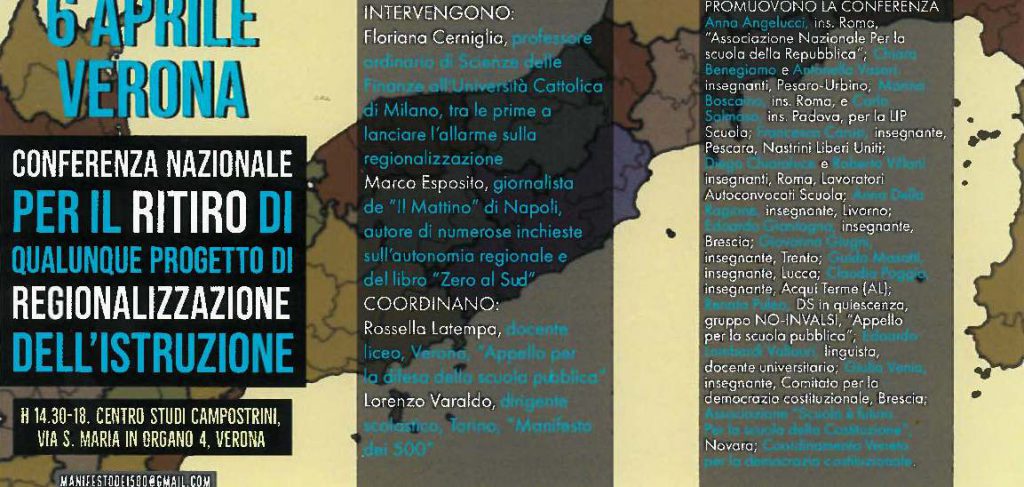 Gli effetti della regionalizzazione della scuola riveleranno nel tempo tutta la loro negatività per i livelli di istruzione degli italiani. 