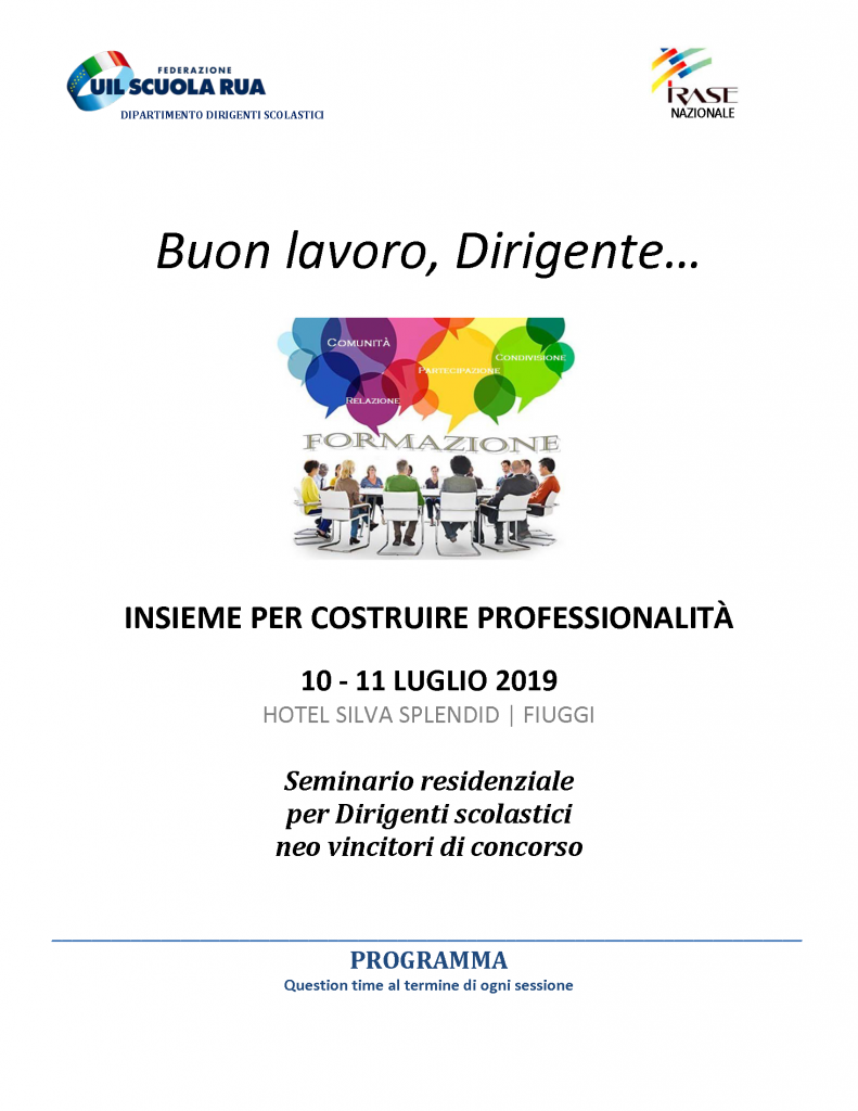 Buon lavoro, dirigente… insieme per costruire professionalità