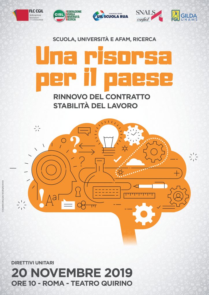 20 novembre | I sindacati scuola al Quirino: investimenti per istruzione e ricerca e risorse per il contratto