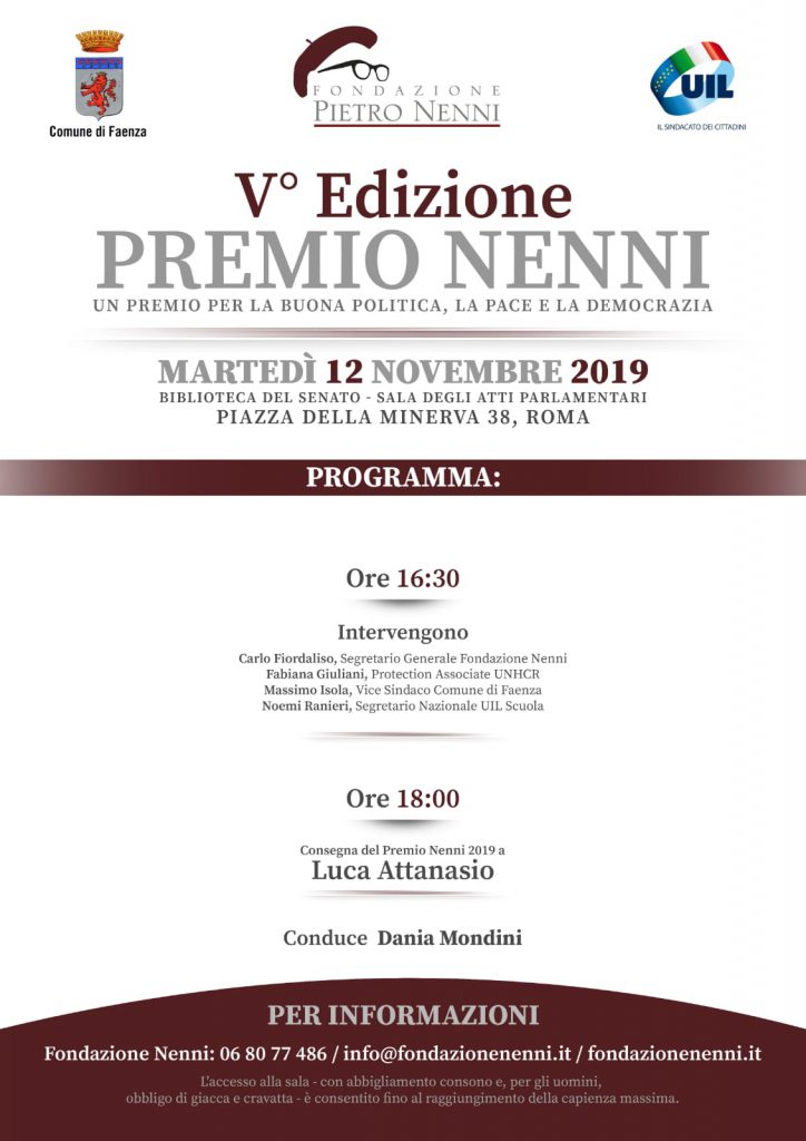 V Edizione Premio Nenni. Un premio per la buona politica, la pace e la democrazia