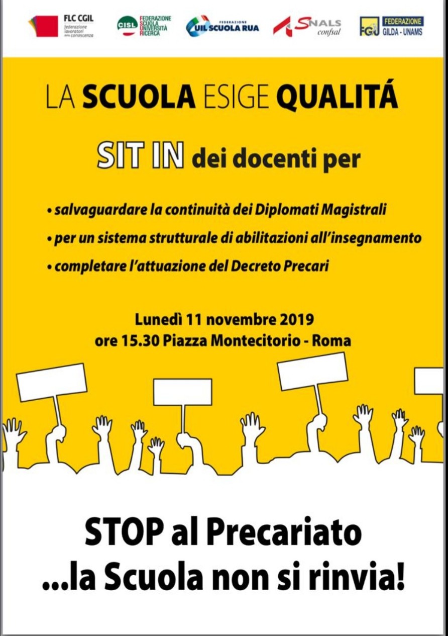 Sit in docenti precari a Montecitorio