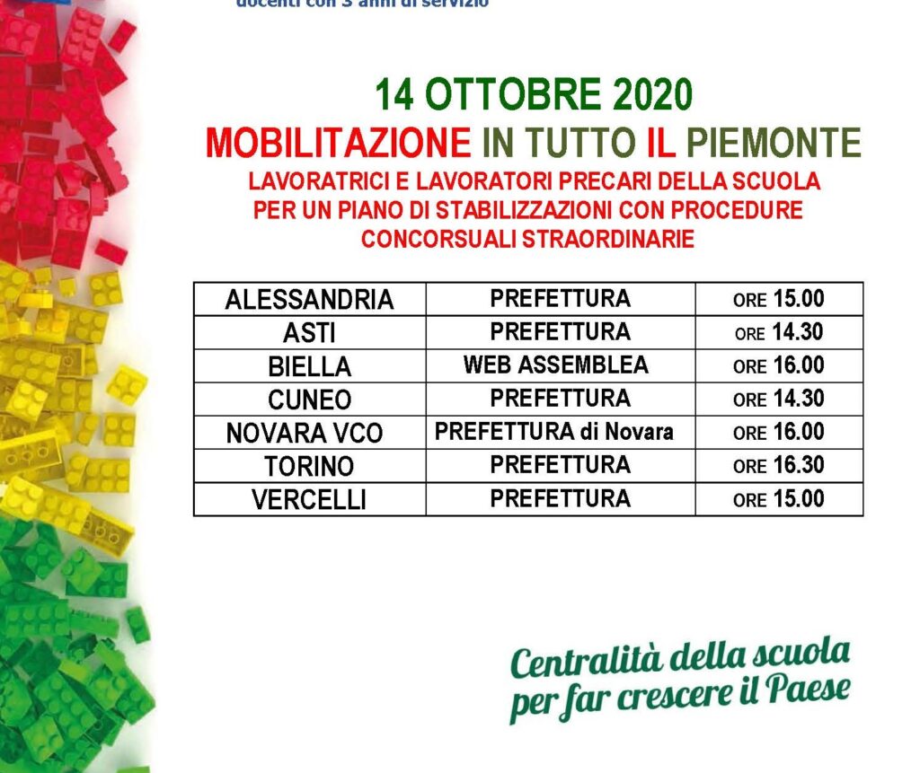 14 ottobre – le manifestazioni nelle città