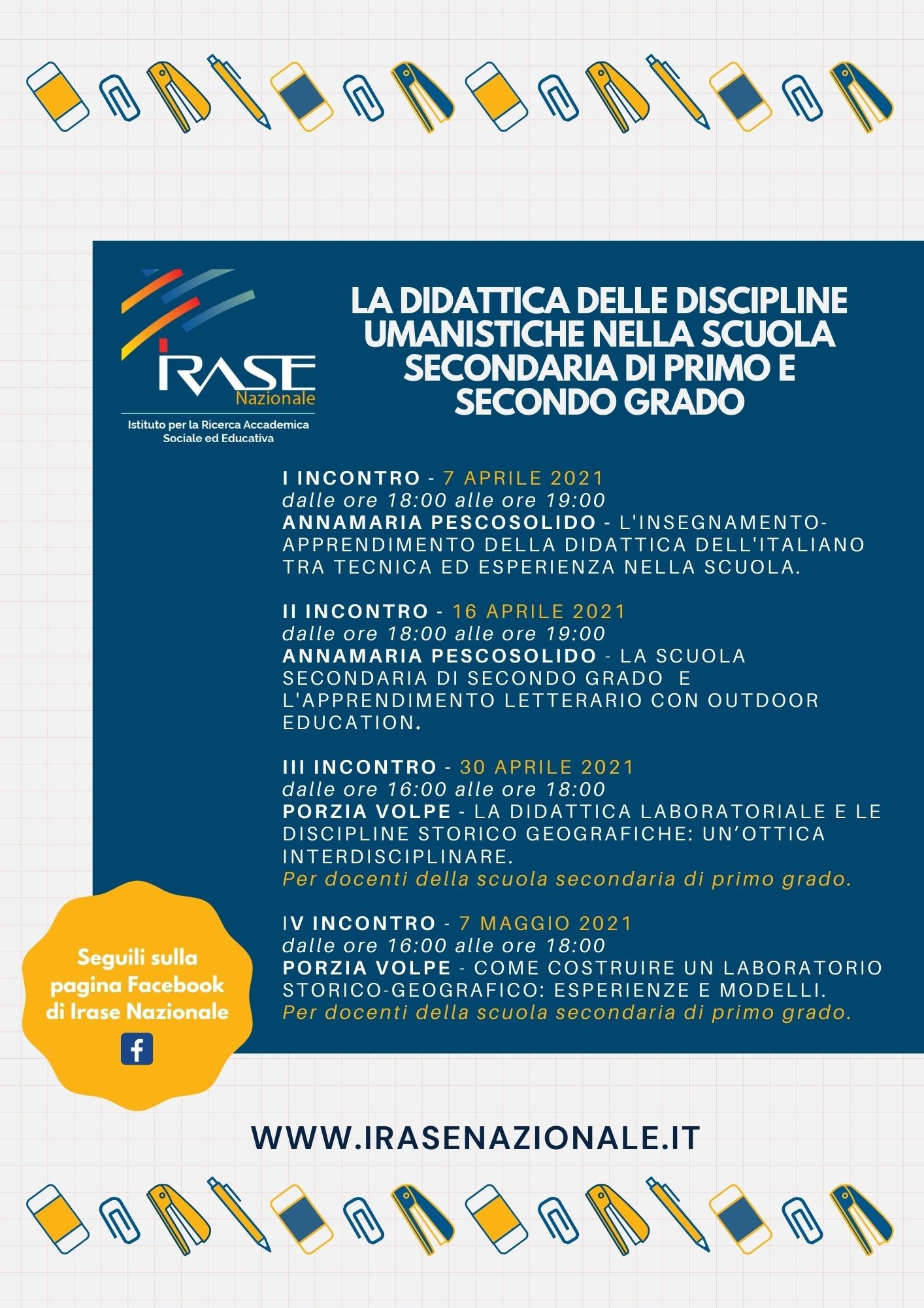 WEBINAR IRASE: tutti gli appuntamenti di aprile