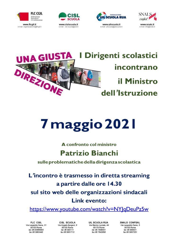 Domani incontro dirigenti scolastici – ministro Bianchi