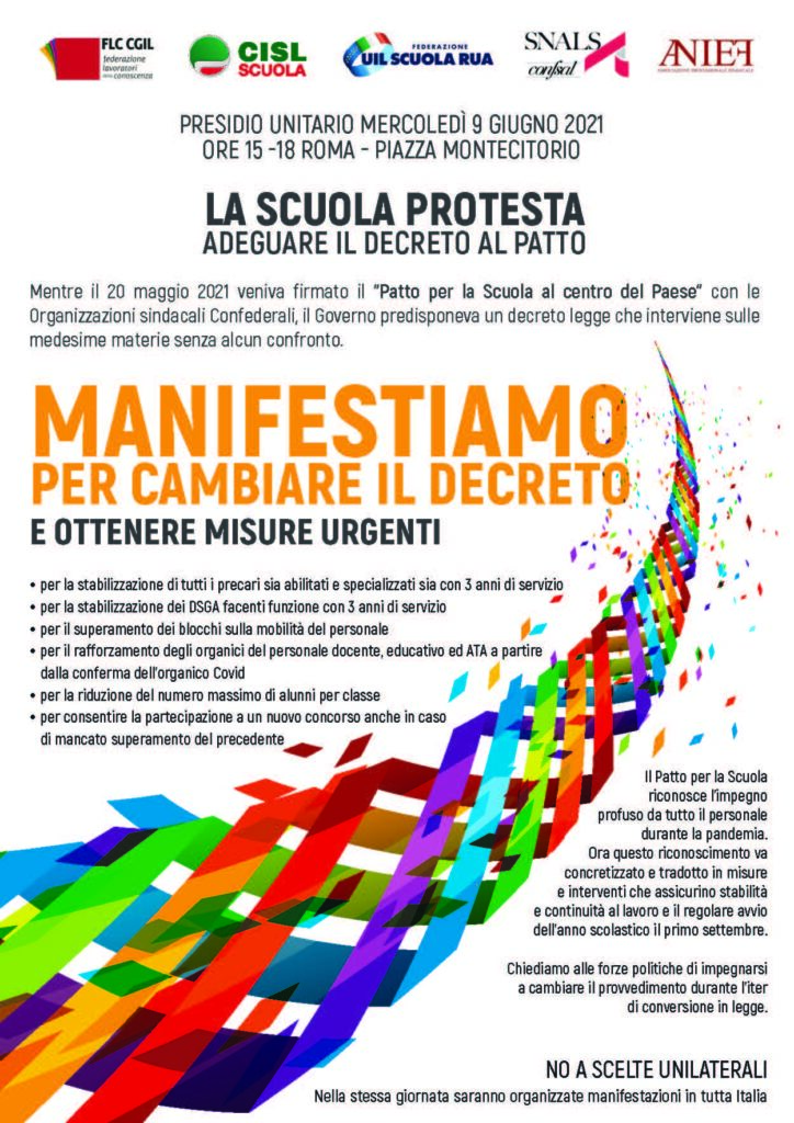 Sindacati in piazza il 9 giugno per cambiare il decreto Sostegni bis