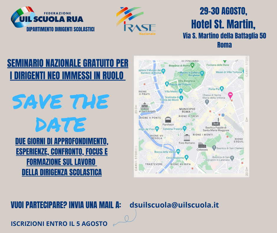 Dirigenti Scolastici: a Roma il seminario nazionale di Uil Scuola e Irase