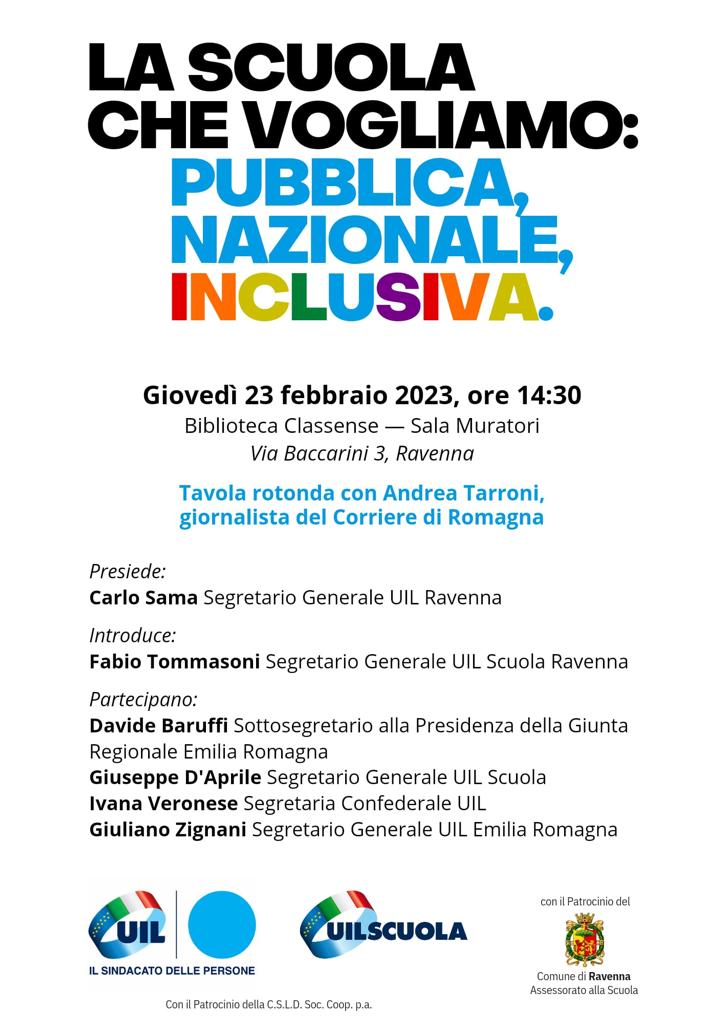 La Scuola che vogliamo. Pubblica. Nazionale. Inclusiva