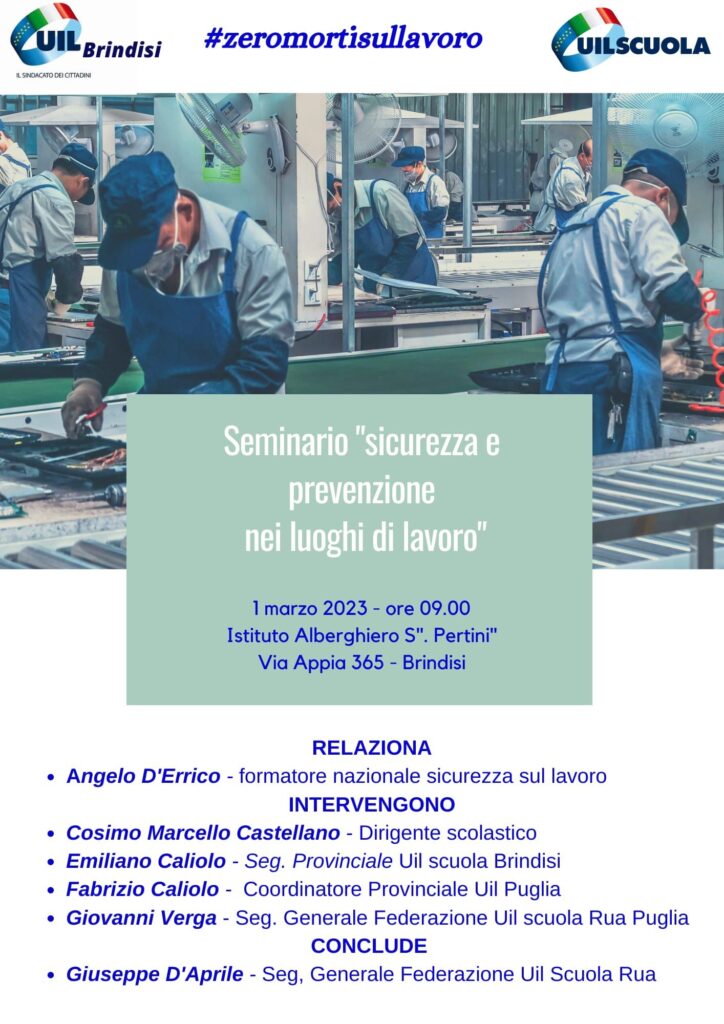 A SCUOLA SI PARLA DI «SICUREZZA SUL LAVORO» CON LA UIL BRINDISI