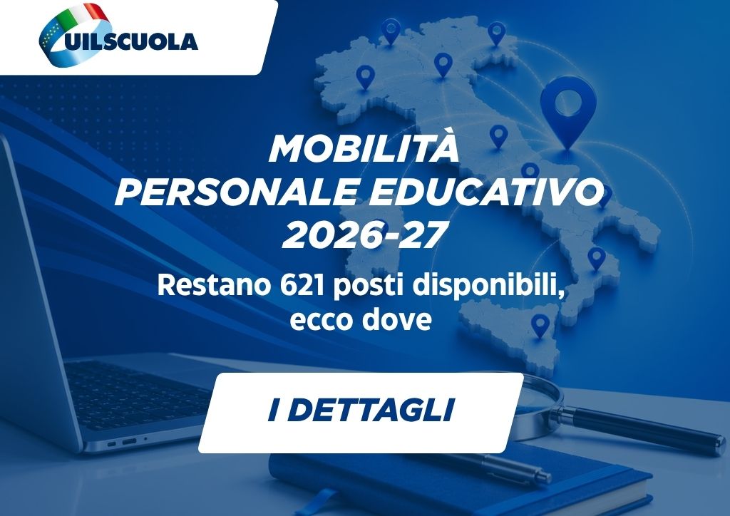 Mobilità personale educativo 2026-27: restano 621 posti disponibili, ecco dove